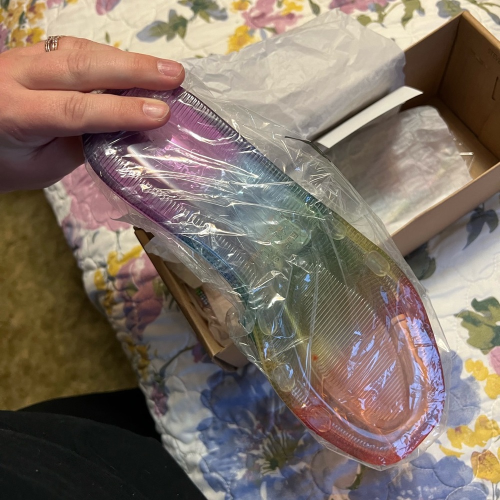 Rainbow Rhinestone Slide Sandals - Picture 7 of 10